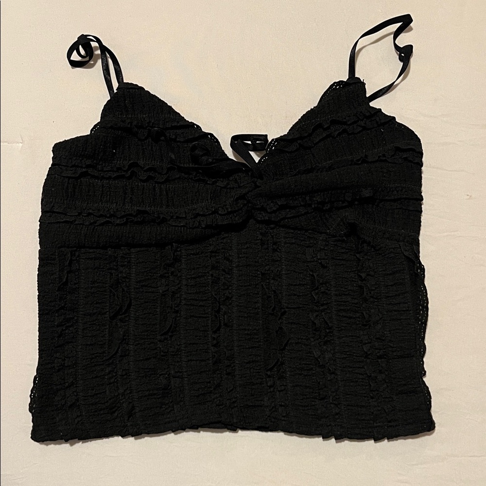 Elegant Black Lace Trimmed Women's Top